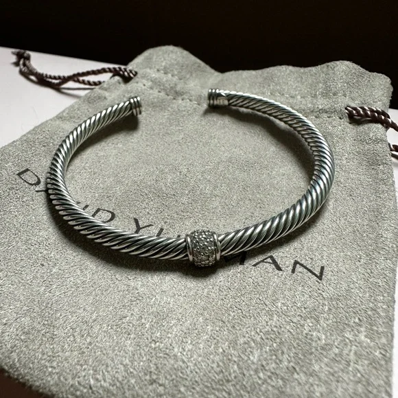 David Yurman 4mm Classic Cable Pave Diamond Bracelet